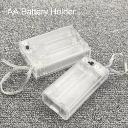 AA Battery Box Case With Switch AA Battery Holder Battery Storage Case ON/OF Switch Transparent