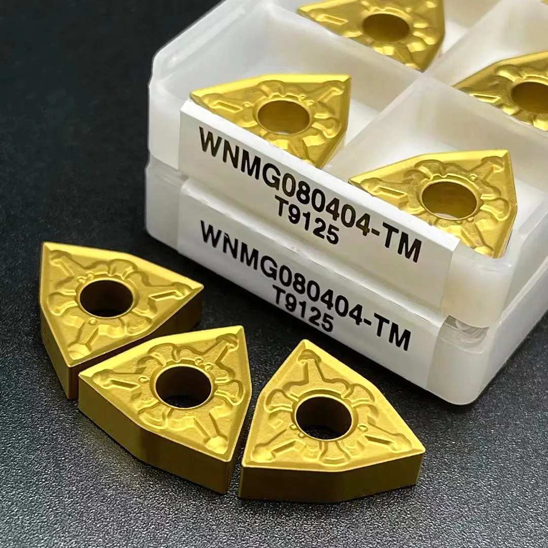 ตัวแทรก T9125คาร์ไบด์ WNMG080404 WNMG080408 TM mesin bubut CNC เครื่องมือ080408เหมาะสำหรับเหล็กกล้าแบบแข็ง