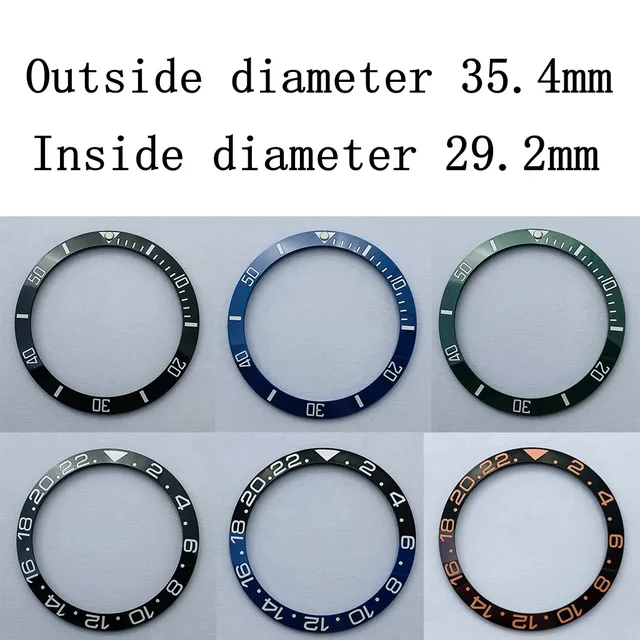 Miuksi 35.4mm czarny niebieski zielony ceramiczna ramka szkiełka zegarka pasuje do przypadku miuksi 38mm