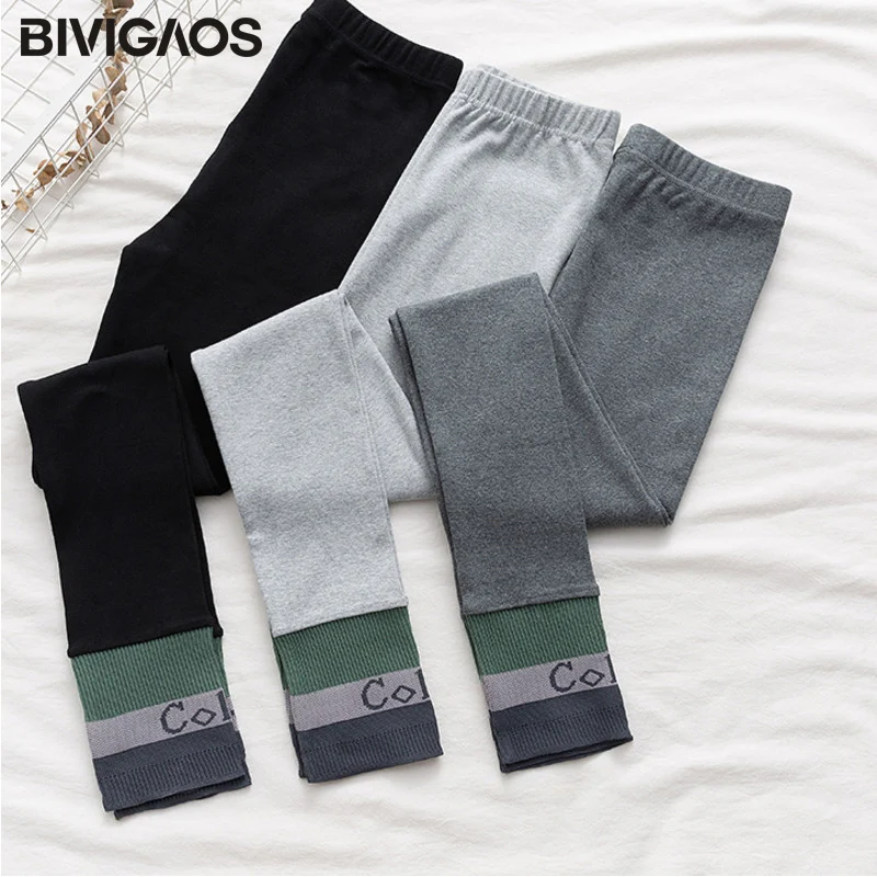 BIVIGAOS-mallas de entrenamiento de hilo Vertical para mujer, pantalones deportivos con bordado de letras, Leggings de cintura alta finos coreanos,