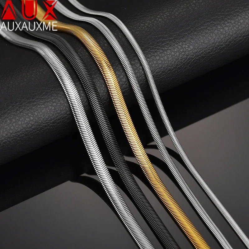 Auxauxme 1.6/2.3/3.0mm High Quality Stainless Steel Snake Chain Classic Necklaces For Women Men Fashion Jewelry Wholesale