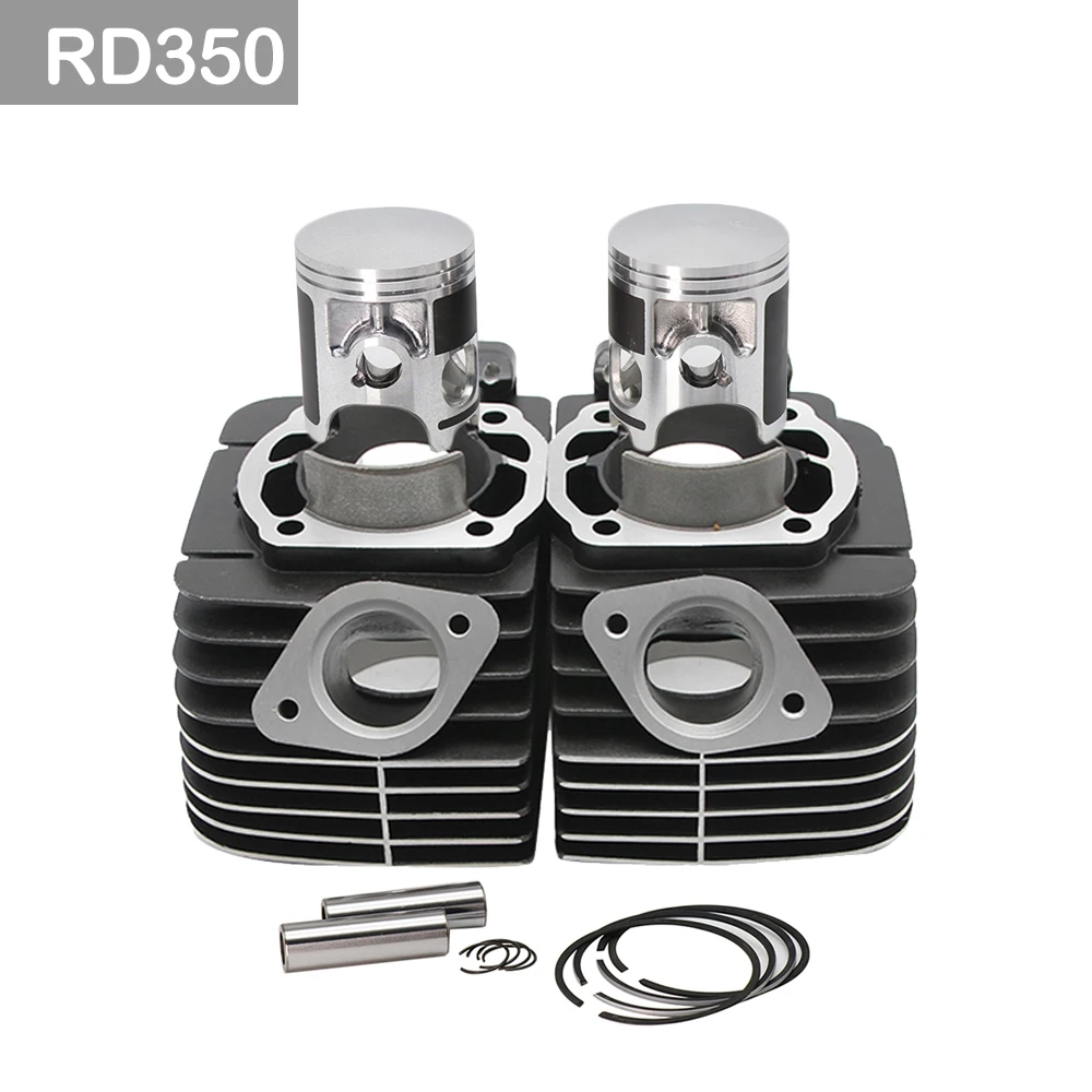 ZSDTRP RD350 Piston Kit Set Standard STD 64mm Motorcycle Cylinder Piston For YAMAHA RD350 1973 1974 1975 Cafe Racer Racing