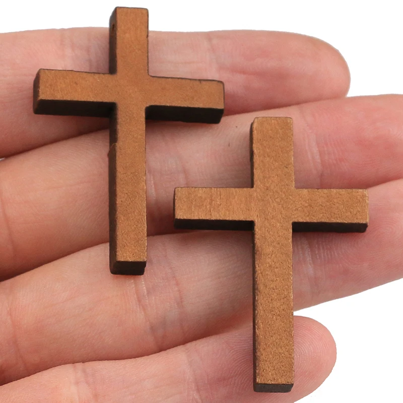 20pcs Natural Wood Cross Charms Pendant Nativity Set  DIY Necklace Charm Jewelry Making Supplies Findings Handmade Accessories