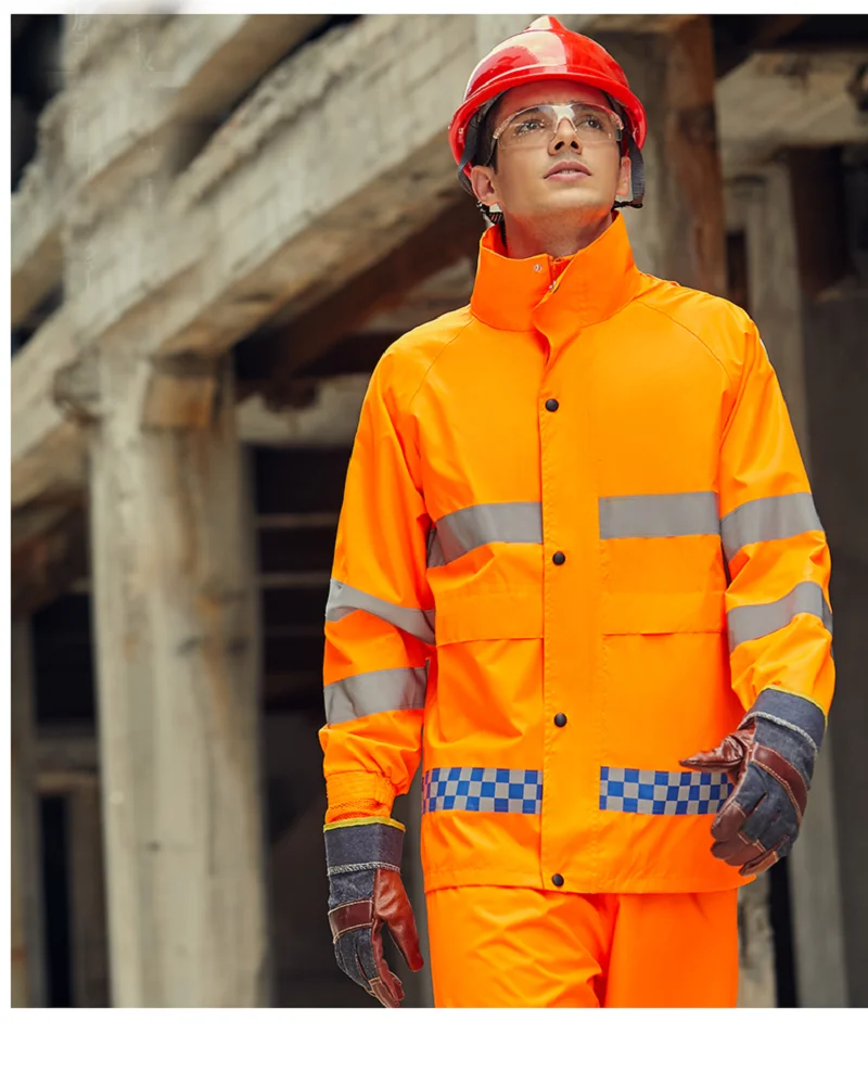 Workmen Long Sleeve Hi Vis Orange Reflective Strip Painter Workwear Traffic Tactic Uniform Factory Workshop Mechanical Coverall