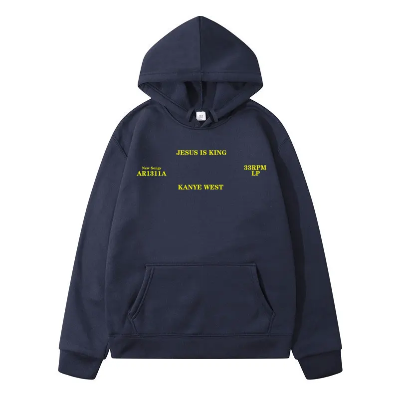 Man Pullovers Hoodies Jesus Is King Kanye West Vintage Autumn Winter Blue Hip Hop Fleece Hoodies Urban Streetwear Hoody Women