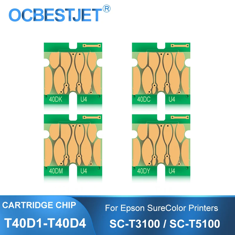 New T40D1 T40D4 T40D Ink Cartridge Chip For Epson SureColor T3100 SC-T3100 SC-T3100N T5100 SC-T5100 SC-T5100N Printer Chips