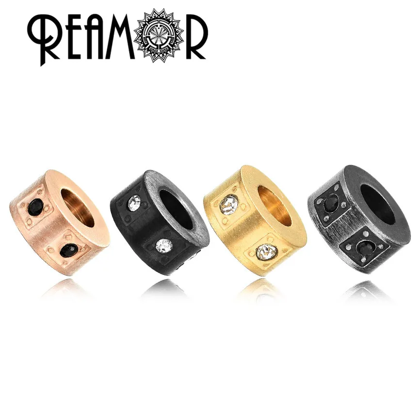 

REAMOR Luxury Mixed 4 Colors 5pcs 316L Stainless Steel Round Spacer Beads 1.8mm CNC Zircon Beads For Jewelry Making DIY Bracelet