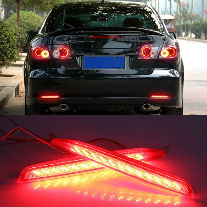 

For Mazda 6 2003-2008 Red Lens LED Rear Bumper Reflector Brake Stop Light Lamps