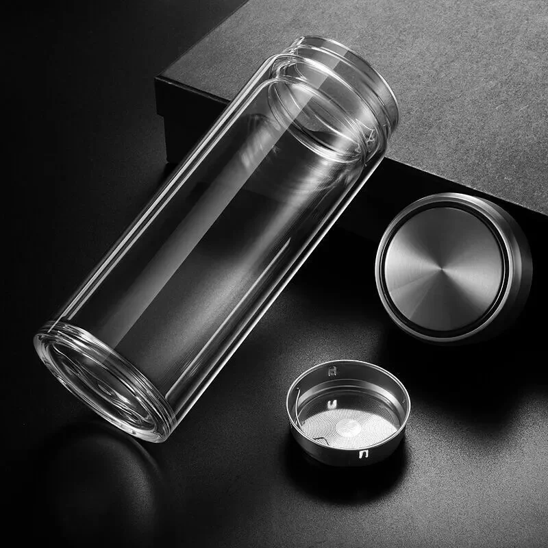 300ml Commercial Double High Temperature Borosilicate Glass Teapot DIY Sports Bottle Stainless Steel Filter Thermos