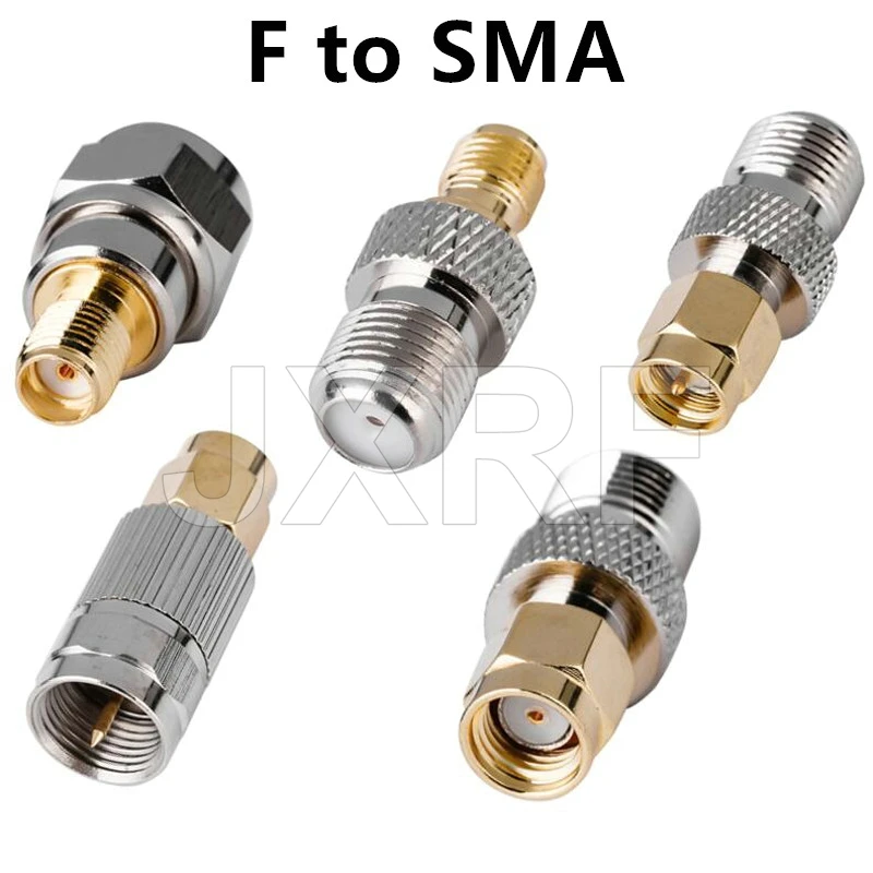 Złącze JXRF 2szt Adapter koncentryczny RF typu F żeńskie gniazdo do wtyczki męskiej SMA Proste złącze F do złącza SMA