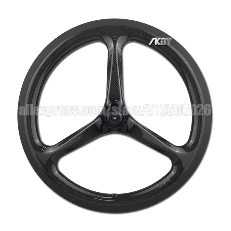 16 349 Three Spoke Carbon Wheels 74mm/112mm V Brake 3 Speed Carbon Wheels for Brompton/3Sixty Folding Bike Wheelset 16