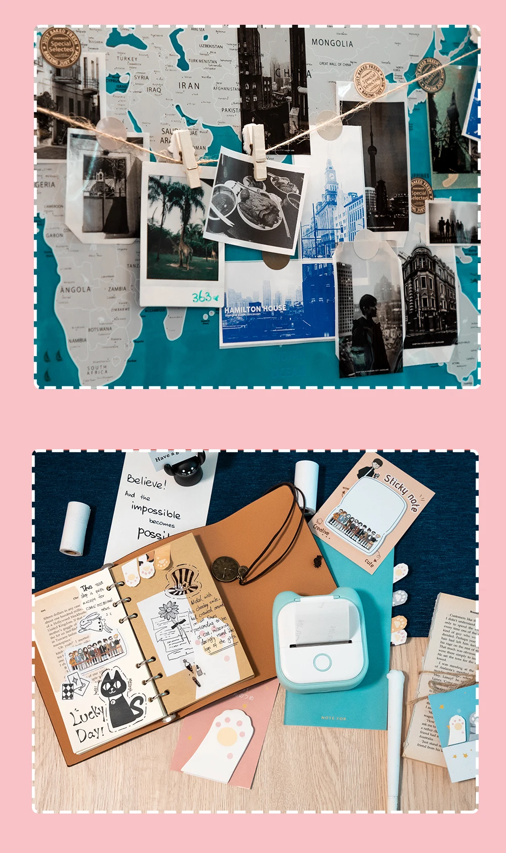 Phomemo 3 Rolls Self-adhesive Transparent Sticker Thermal Paper for T02 M02X Label Sticky DIY Photo Texts Study Notes Printing