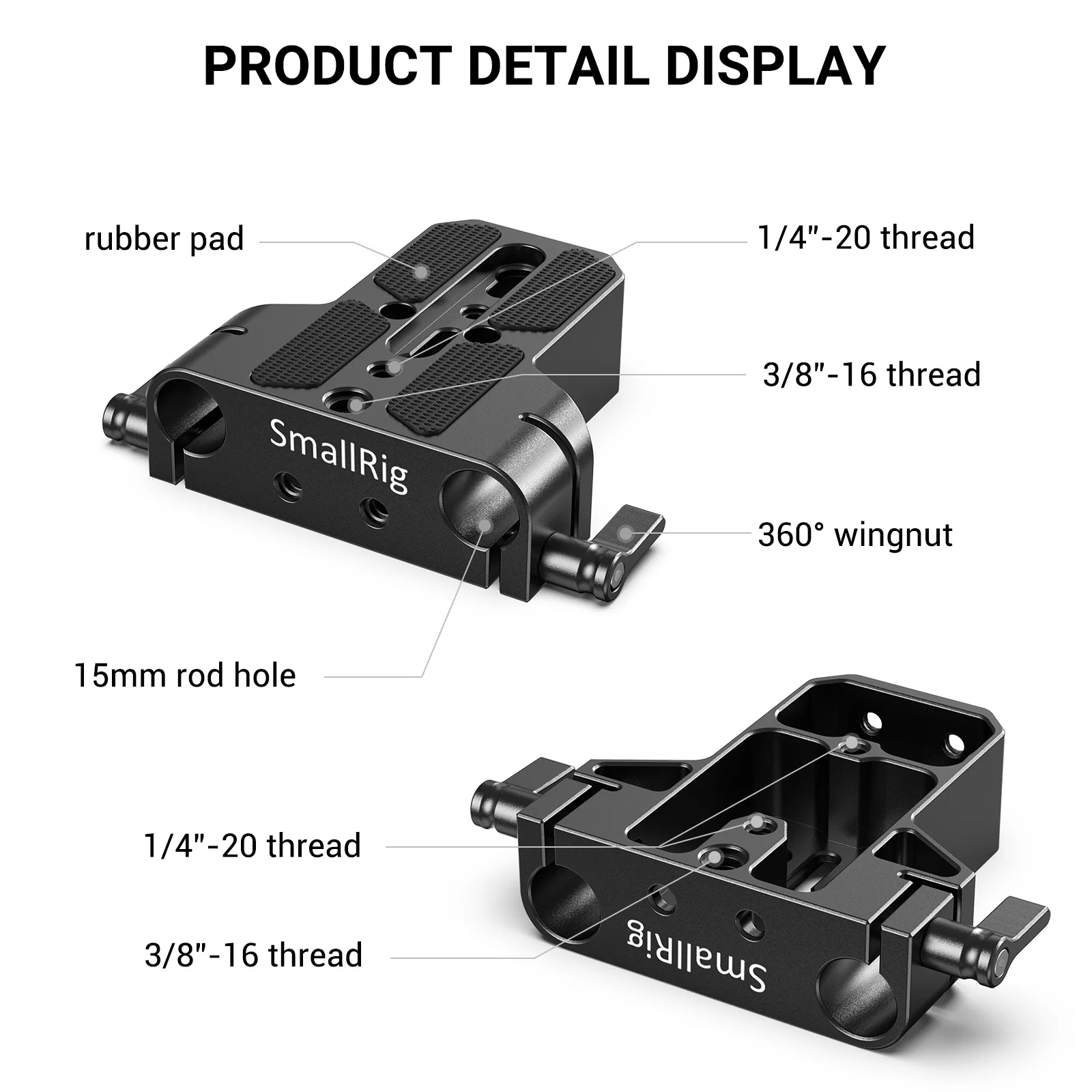 SmallRig Camera Base Plate With Dual 15mm Rod Rail Clamp for Sony FS7 A7 Series for Canon C100 C300 C500 for Panasonic GH5 1674