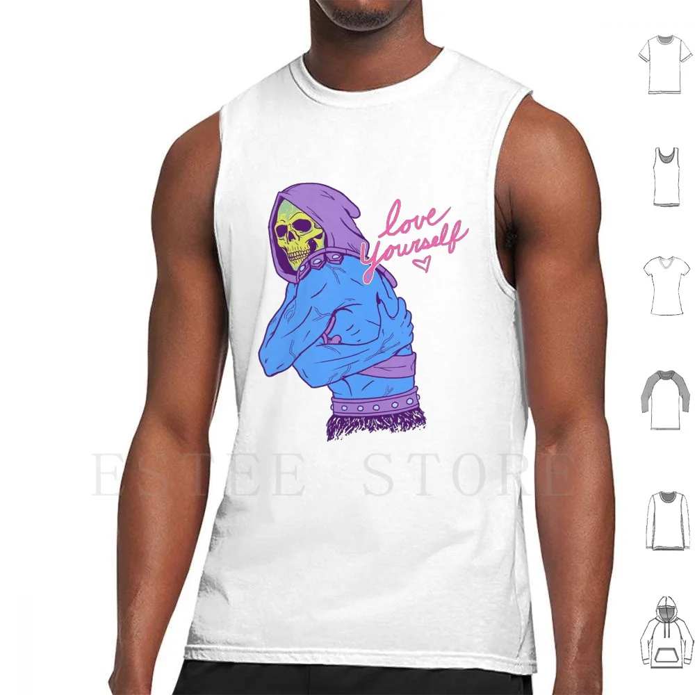 Skeletor-Love Yourself Tank Tops Vest Cotton 83 Heman Skeletor He Man Masters Universe Hemanrockroll Love Love Your Self