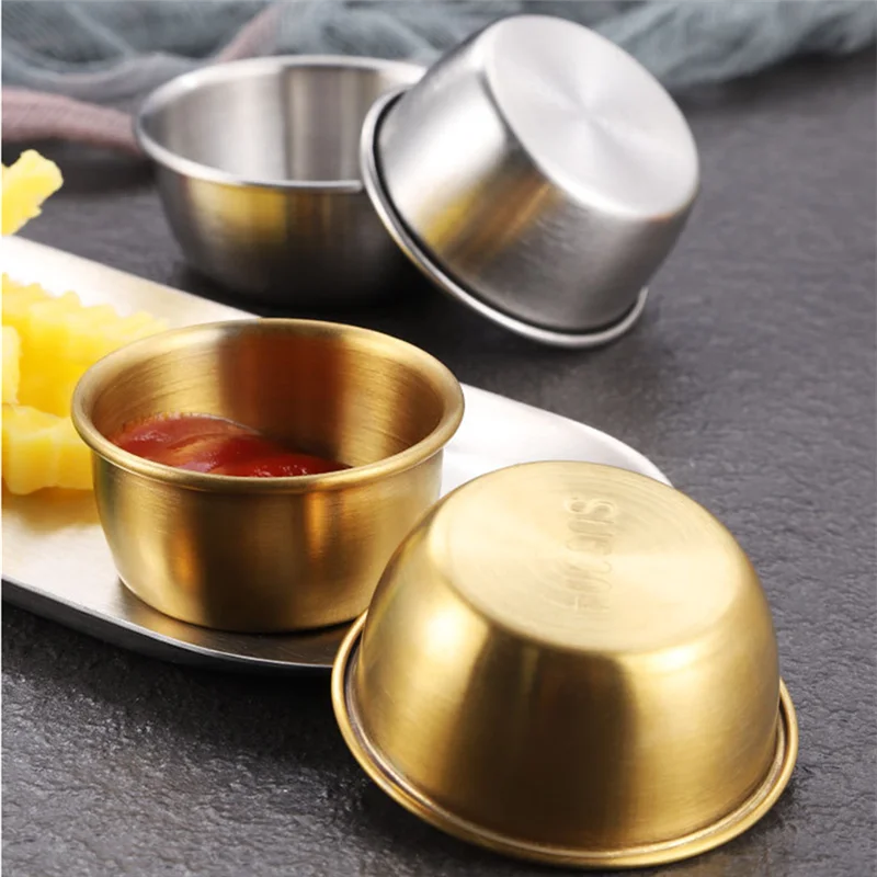 Korean 304 Stainless Steel Sauce Dishes Tableware Seasoning Spice Plates Serving Tray Ketchup Dipping Bowl Cup Kitchen Supplies