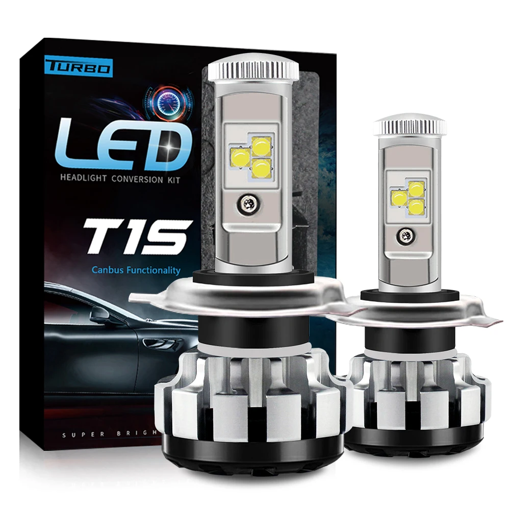 T1S H4 Lampada LED H4 Led Đèn Pha 6000K 3000K Trắng Vàng 9004 HB1 9007 HB5 12V Turbo đèn LED