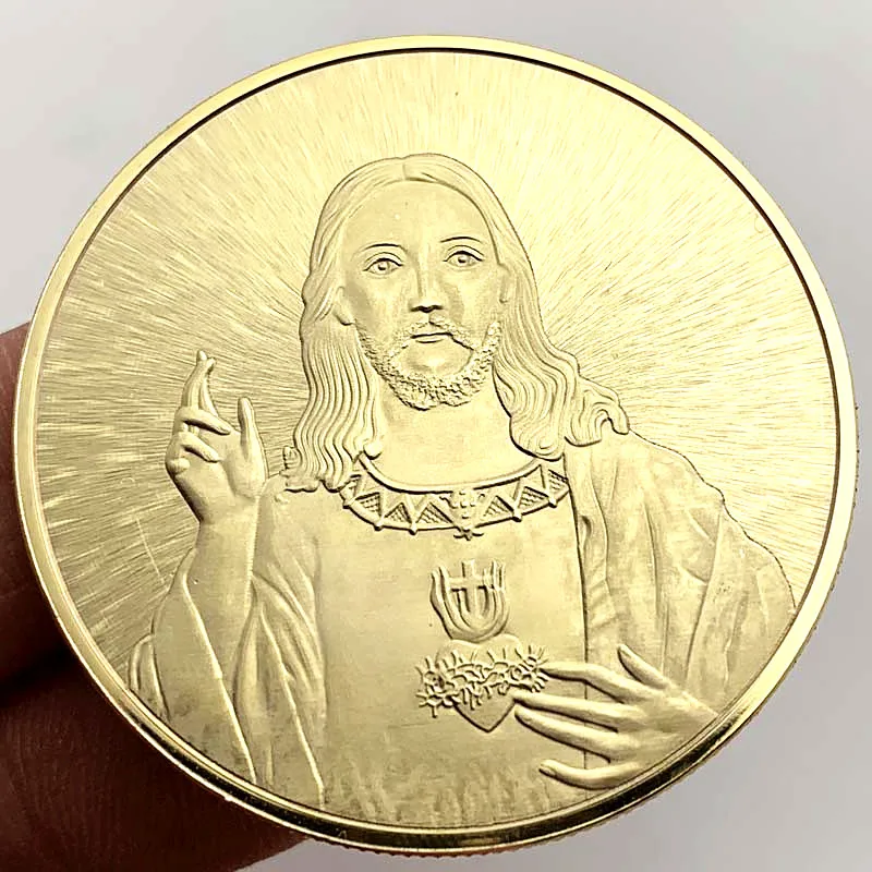 Jesus Christ Religion Gold Plated Commemorative Coin Souvenir Art Metal Collection Gift