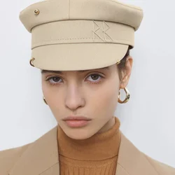 New Arrival Spring Summer Caps with Earrings  Women Newsboy Cap Letter Military Cap Visor
