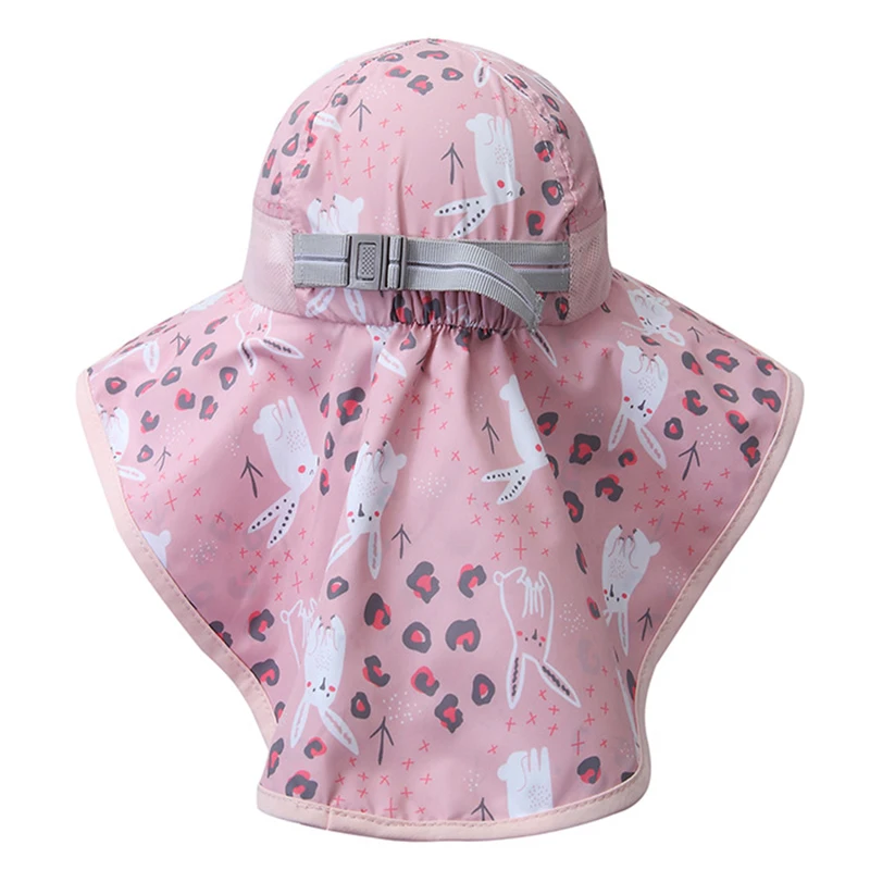 Sun Hat With Neck Flap Kids Boy Girl Summer Beach With String Sunshine Protection Swimming Outdoor Accessory