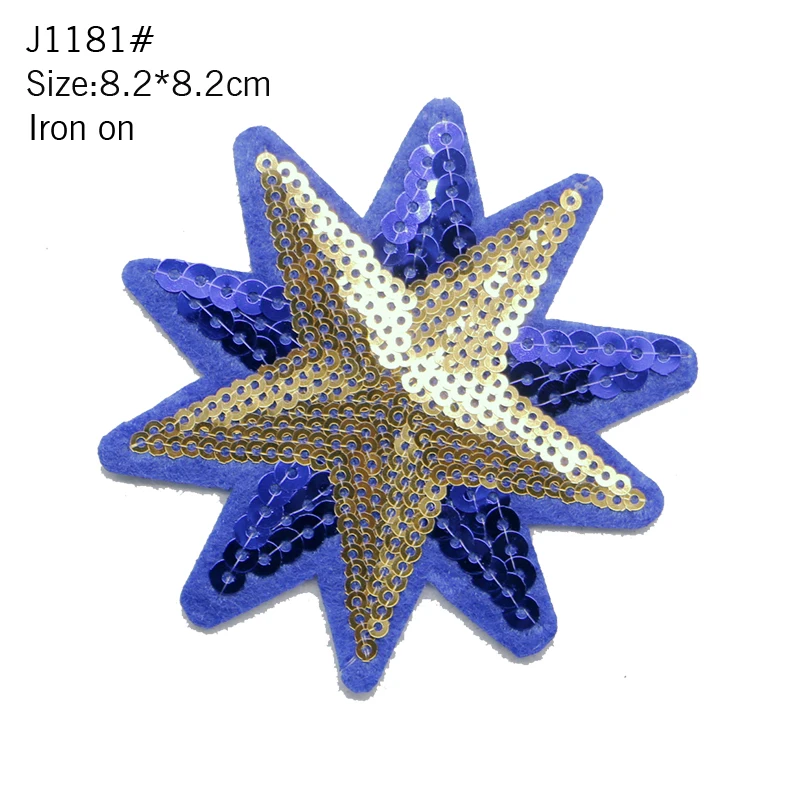 Star Embroidery Patch Towel Sequin Sewing Iron Badge Gold And Silver Red Black Blue Pink Clothes DIY Decal Process Decoration