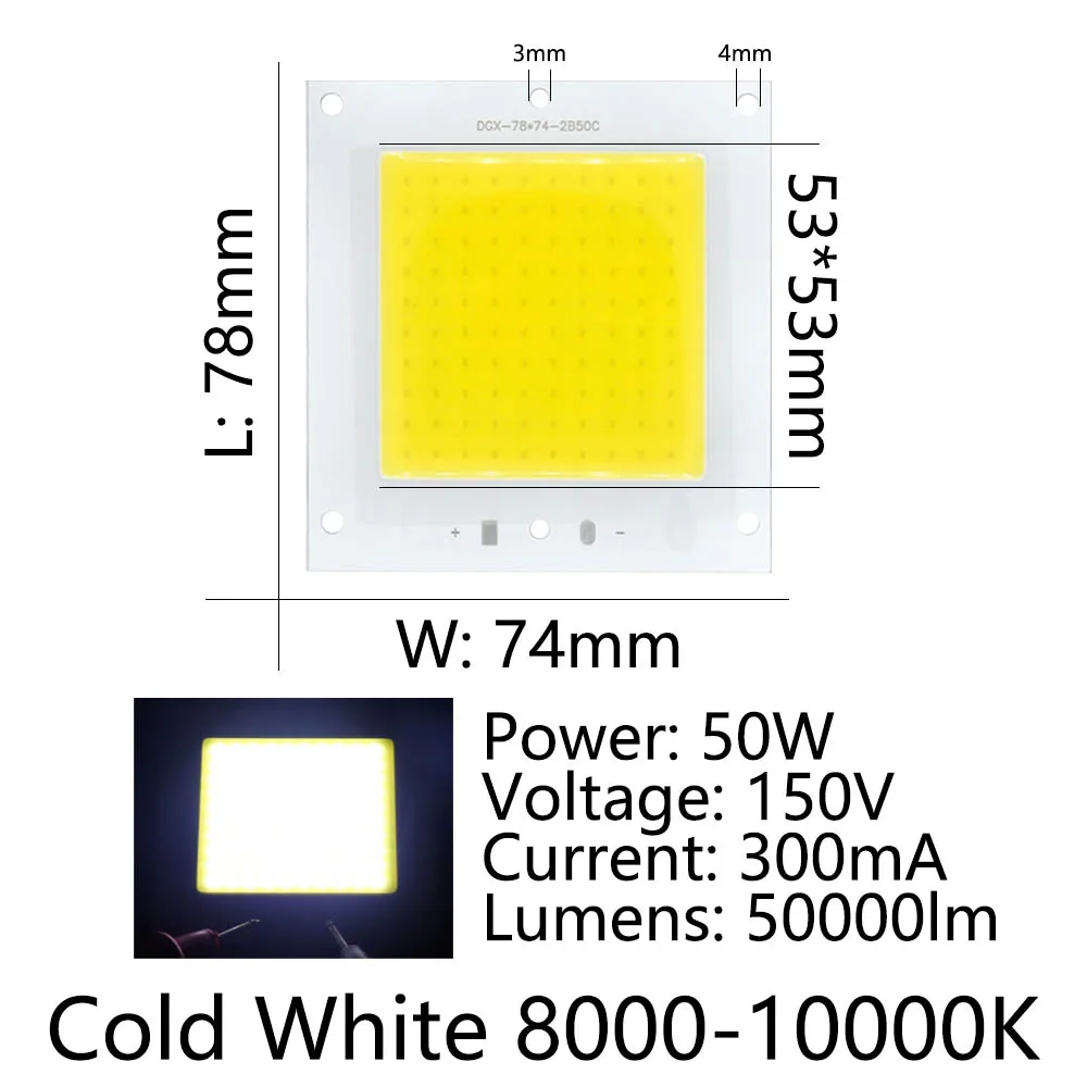50W High Brightness LEDs COB Lamp Bead DC 150V 300mA DIY Flood Light 50000LM Cold And Warm White LED Spotlight Outdoor Chip Lamp