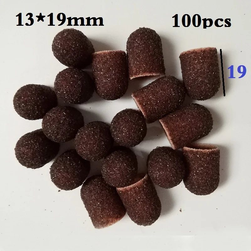 

100 шт./лот #80120180 13*19 мм шлифовальный блок с муфтой, колпачок, пилка для маникюра, инструменты, дрель для ногтей, полировальные аксессуары, Пескоструйный-13