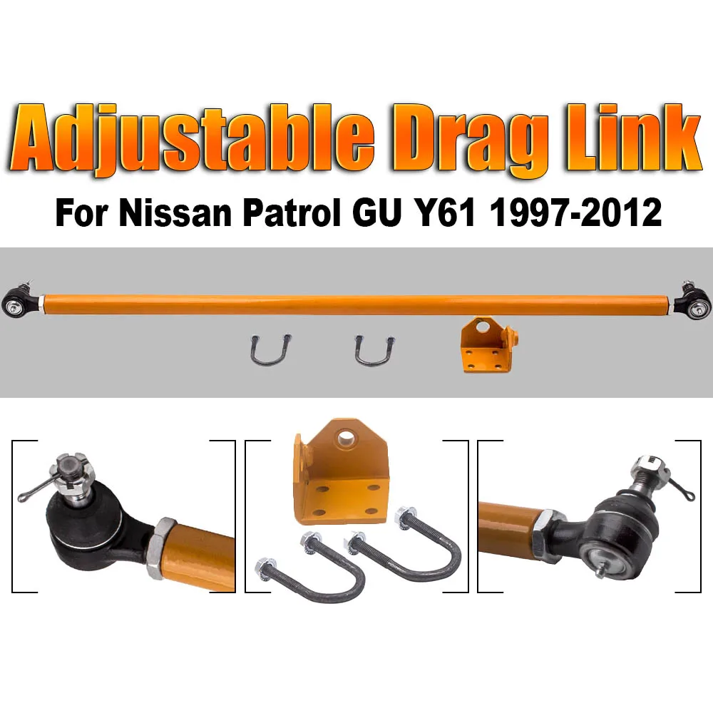 

Adjustable Drag Link Steering Arms Rod for Nissan GU Y61 Patrol Bar Heavy Duty Draglink