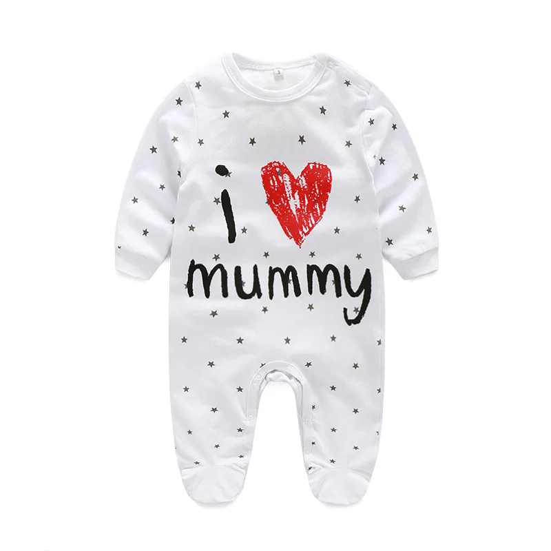 Foreign autumn long-sleeved leotard baby love dad love mom printing Romper Baby Foot Teddy a generation of fat