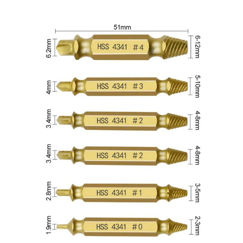 4/5/6 PCS Damaged Screw Extractor Drill Bit Set Stripped Broken Screw Bolt Remover Extractor Easily Take Out Demolition Tools