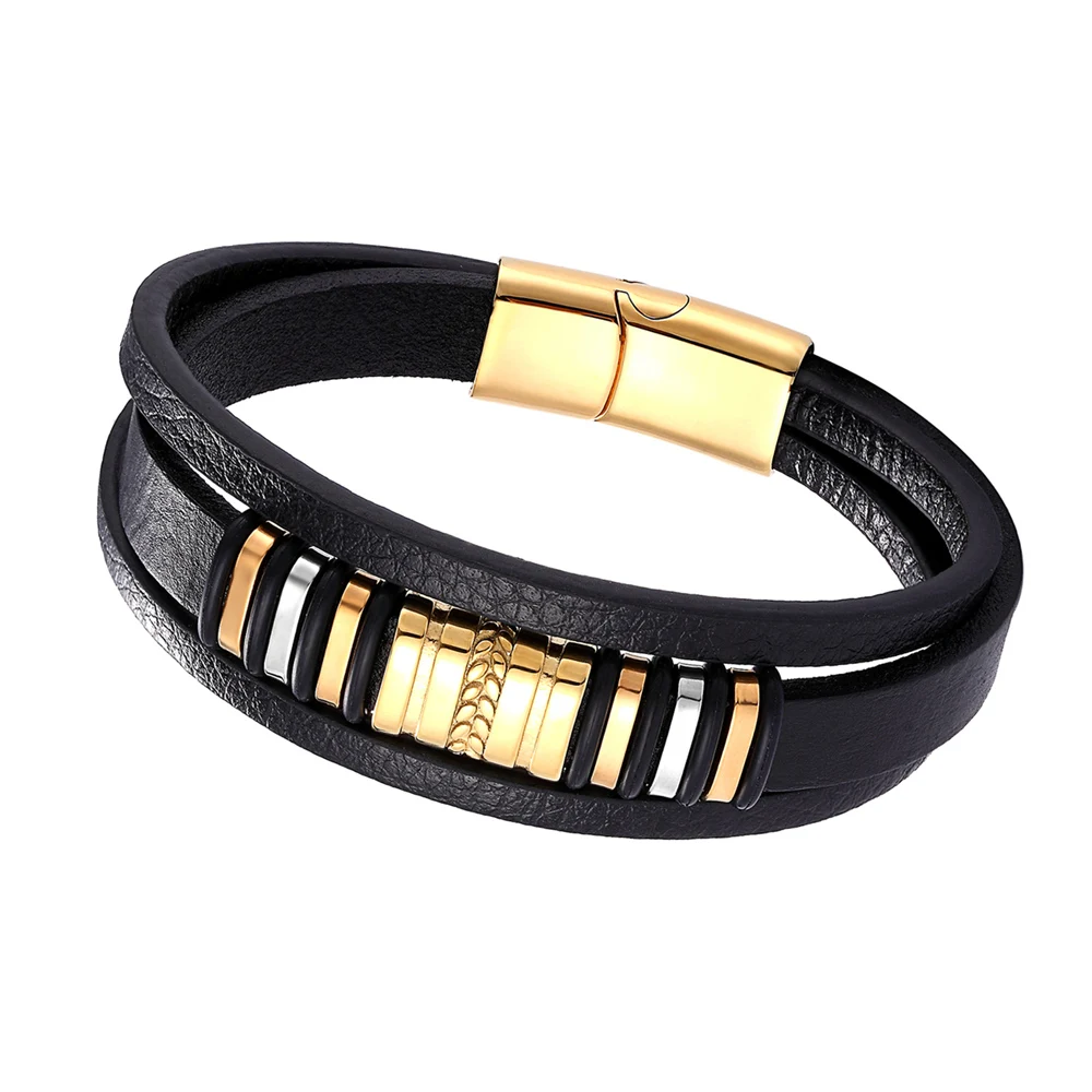 Moda modello irregolare forma moda uomo bracciale in pelle in acciaio inossidabile classico per ragazzi belli regalo di compleanno Pulseira