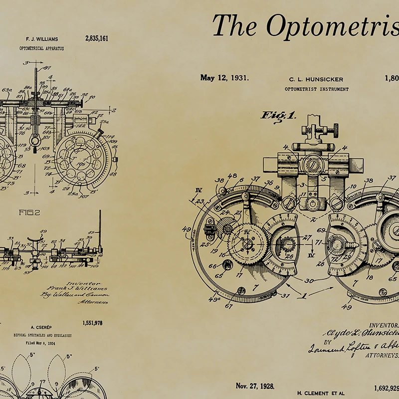 Optometry Patent Posters and Prints Optometrist Gifts Optician Medical Tools Blueprint Art Canvas Painting Pictures Wall Decor