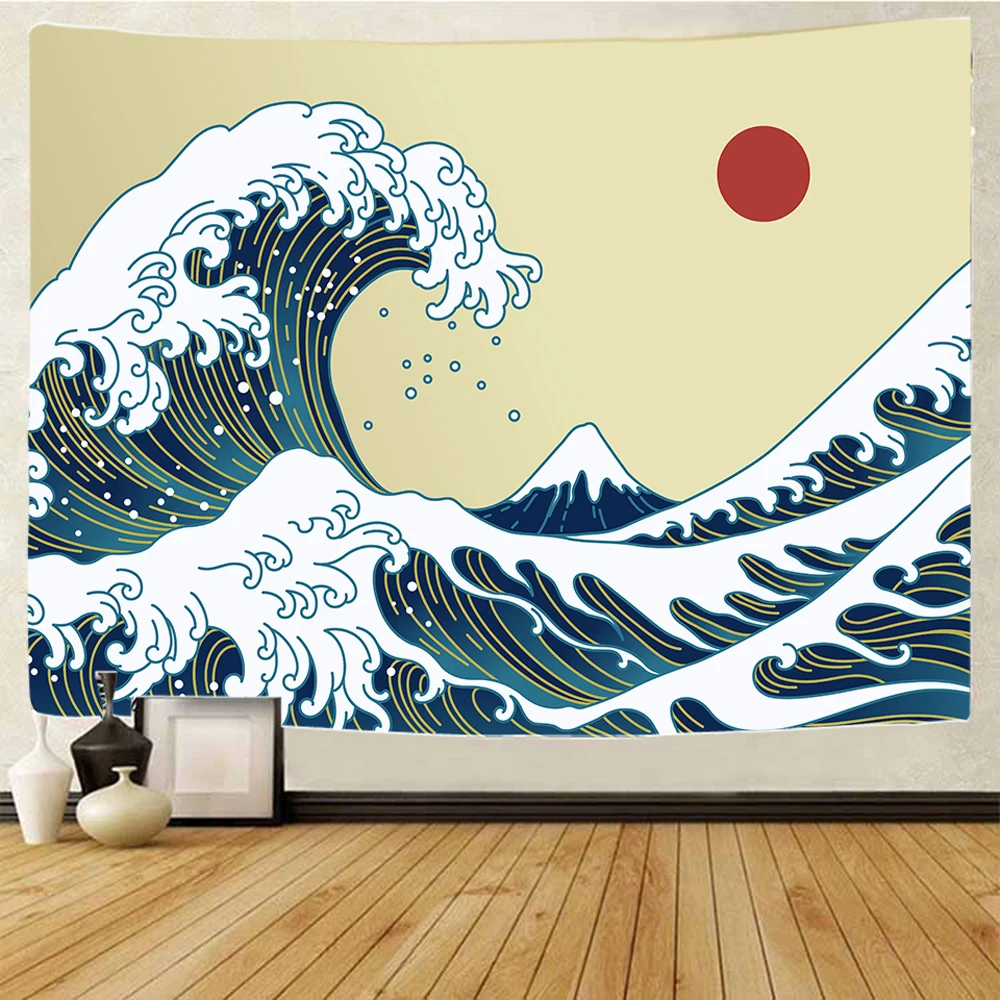 Sea sunrise Japanese home art decorative tapestry Hippie Bohemian decorative background wall bed sheet sofa blanket