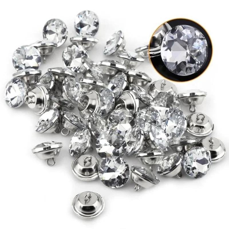 50pcs Rhinestone Button 18MM 20MM 25MM 30MM Rhinestone Crystal Buttons For Clothing Sofa Craft Sewing Accessories