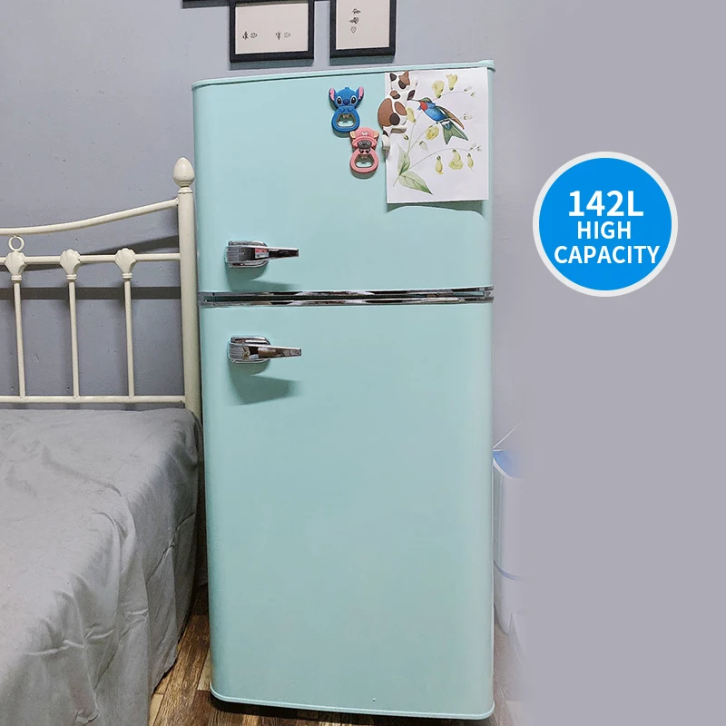 BCD-142UM Double Door Refrigerator Small Household 142L Large Capacity Retro Small Refrigerator Quick Freezing/Refrigeration