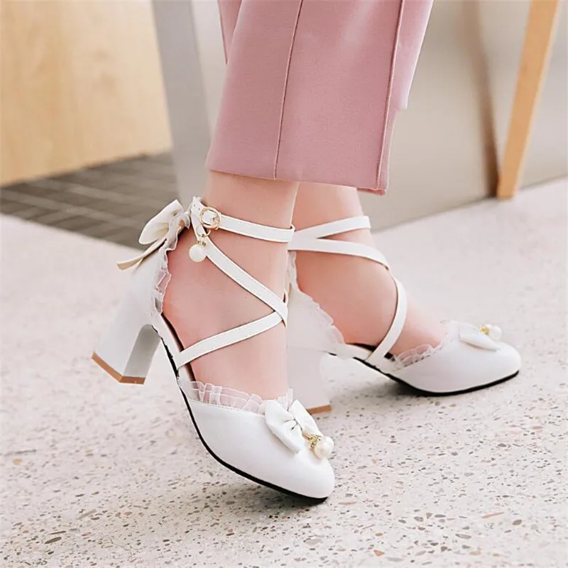 Girls Leather Shoes Women's Large Sizes 32-43 Party Wedding women's Shoes Sandals 2020 Female High Heels Platform Pumps