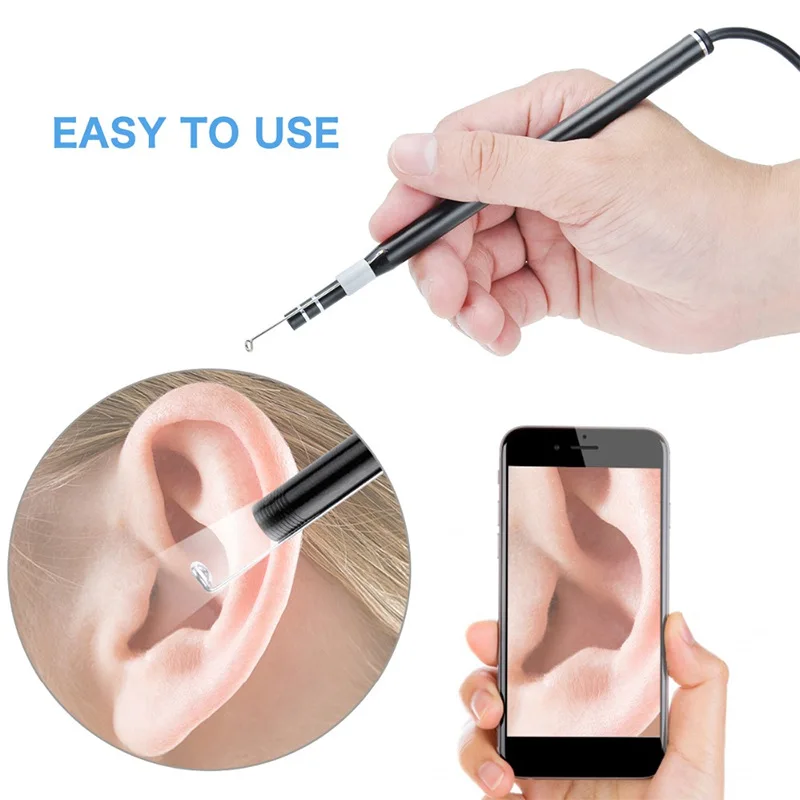 Medical In Ear Cleaning Endoscope Spoon Mini Camera Ear Picker Ear Wax Removal Visual Ear Mouth Nose Otoscope Support Android PC