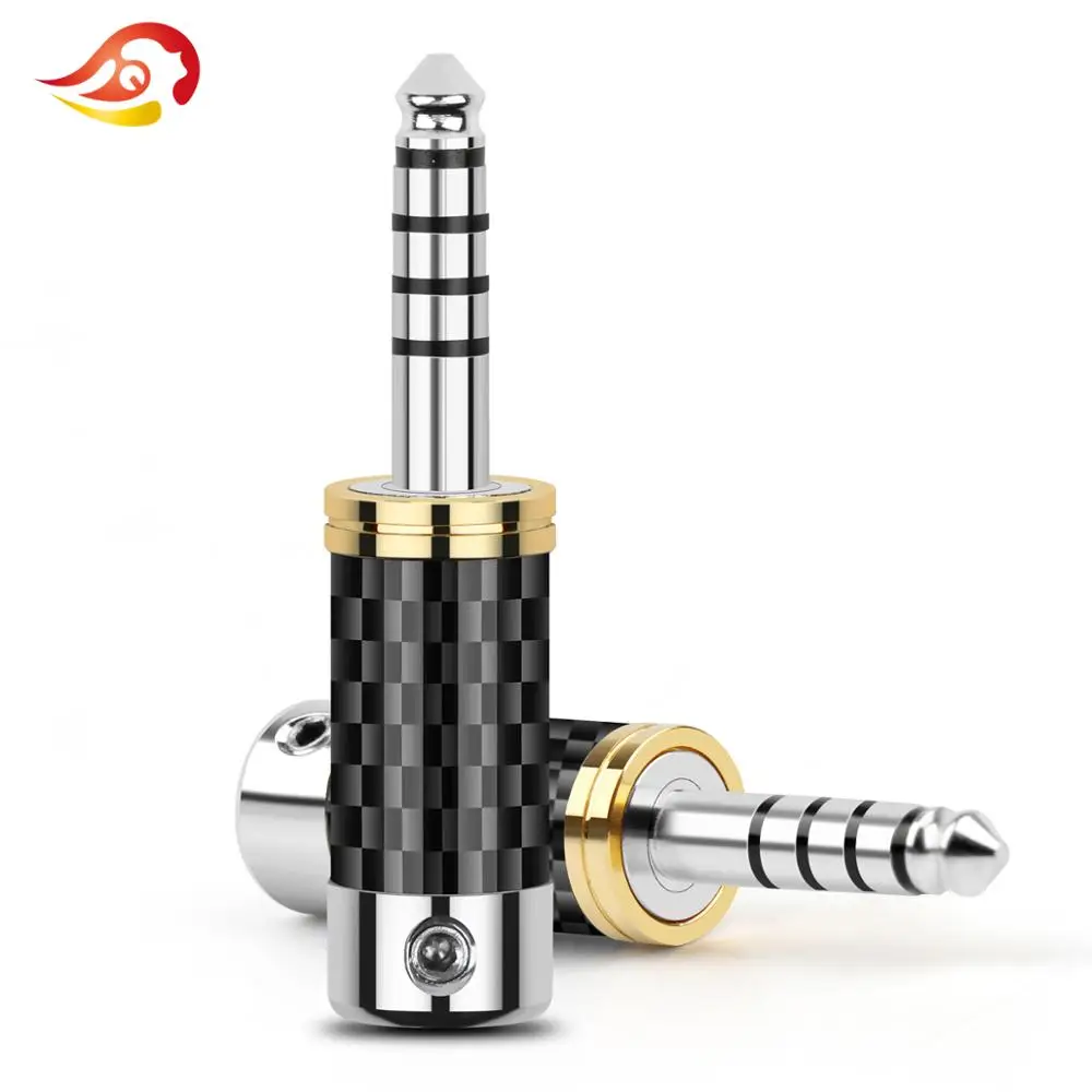 QYFANG 4.4mm 5 Pole Balanced Stereo Adapter Carbon Fiber Audio Jack Rhodium Plated Earphone Plug Wire Connector For NW-WM1ZA4.4