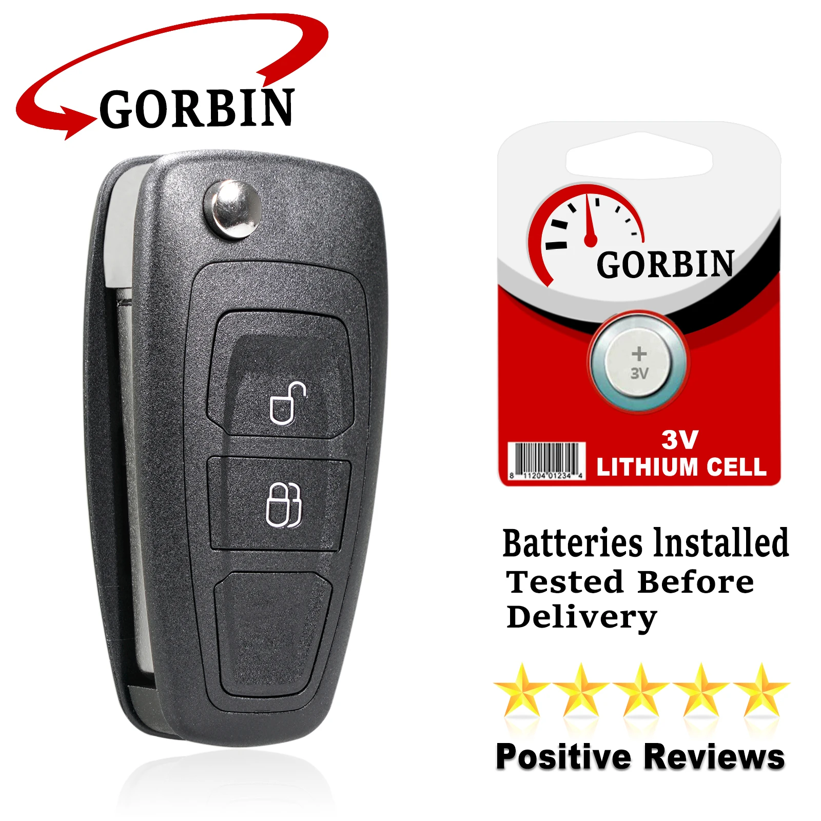 GORBIN 2 Button Flip Key Car for Ford Ranger C-Max Focus Grand C-Max Mondeo Remote Car Key 4D63 Chip 40Bit ASK or FSK