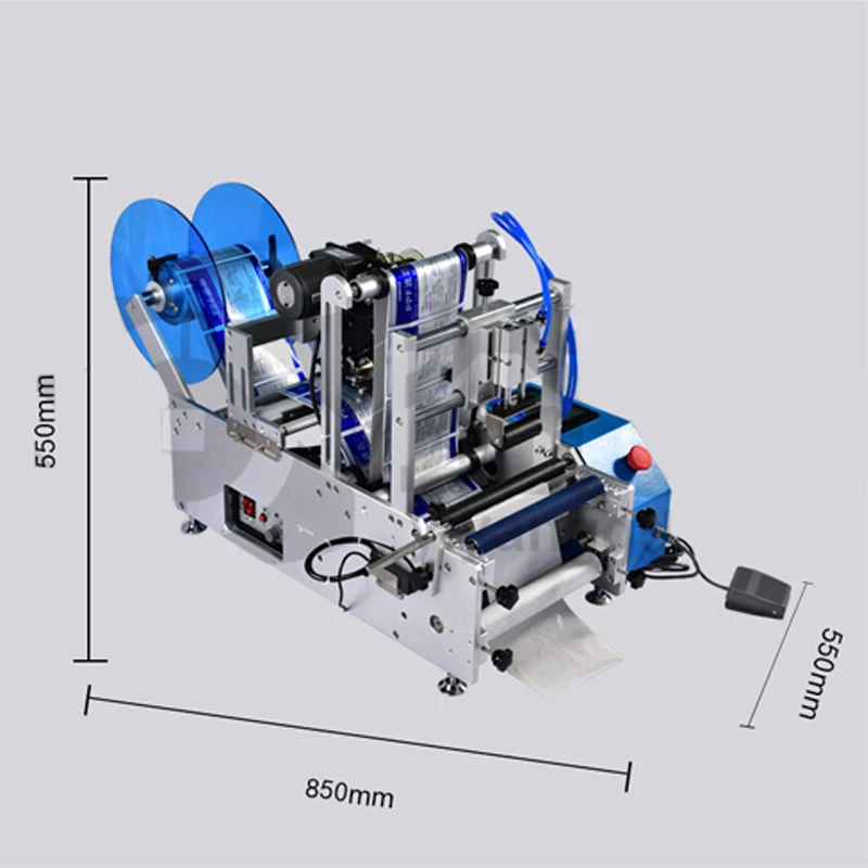 Plastic bottle glass bottle labeling machine Round bottle transparent sticker labeling machine Semi-automatic flat labeling