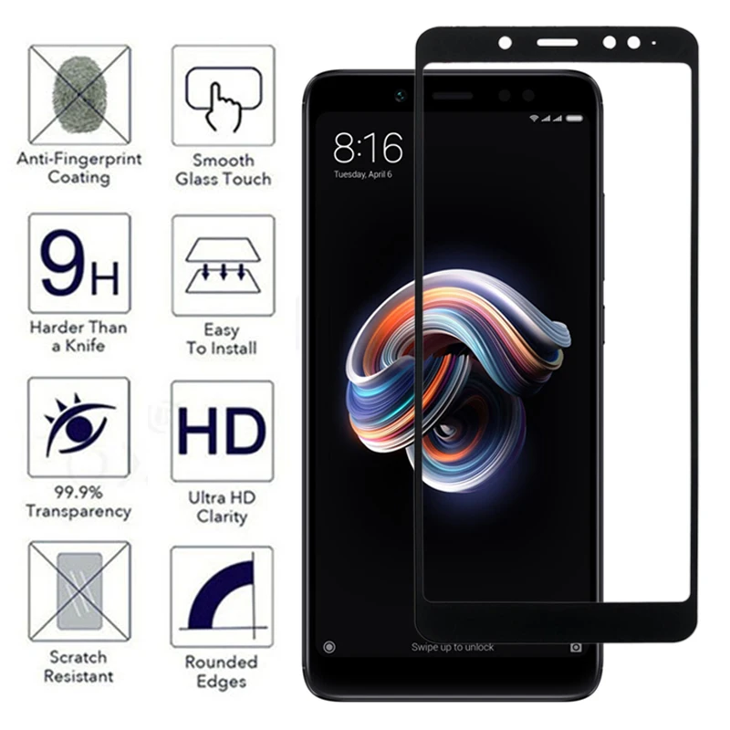 Full Cover Tempered Glass For Xiaomi Redmi Note 5 Pro Screen Protector for Redmi Note 5A Prime Protective Glass For Redmi 5 Plus