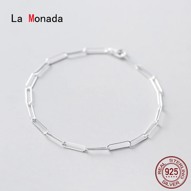 La Monada Bracelets For Women Silver 925 sterling Silver Fine Real Silver 925 Bracelet Only Chain Lock Simple Women's Bracelet