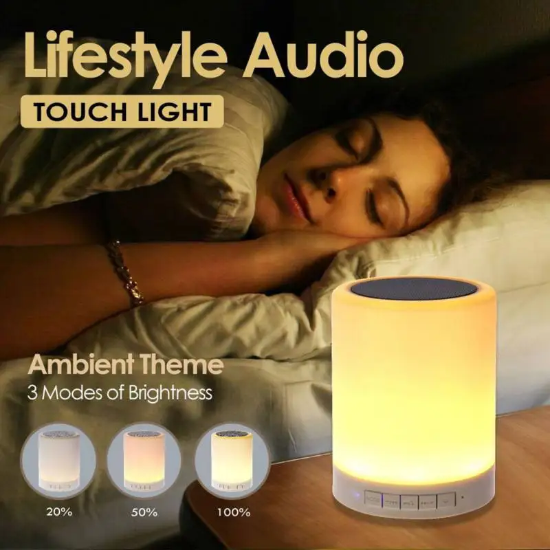 Portable Bluetooth Speaker Player Touch Pat Light Wireless Speaker Colorful LED Night Light Bedside Table Lamp for Better Sleeps