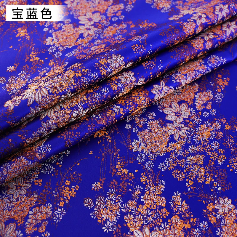 Brocade jacquard imitution silk fabrics dark green clothing fabric satin pattern stitching material for sewing cheongsam