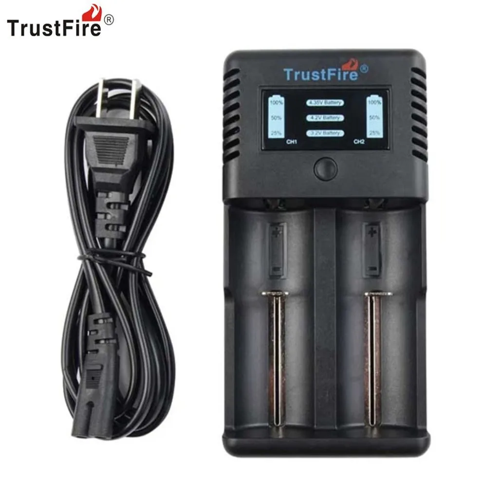 Trustfire TR-019 Intelligent Fast 2 Slots Battery Charger for 18650 26650 25500 21700 20700 16650 14500 32650 Li-ion Battery