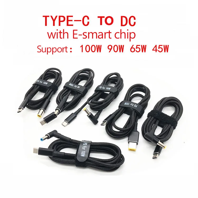 Notebook 5A fast charge PD power induction cable 100W TYPE-C to DC square mouth 4.0 4.5 7.4 decoy cable for Asus laptop