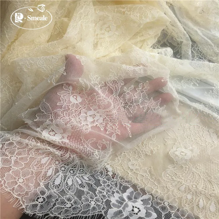 3 M/ Pcs Exquisite France Eyelash Lace Fabric White Handmade Diy Curtain Decorative 150CM Wide Clothes Accessories RS122