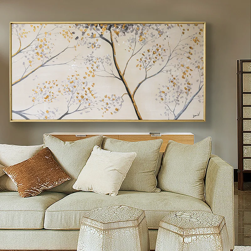 Gold Leaf Abstract Painting Tree Art Oil Painting Newest Hand-painted Wall Pictures Large Canvas Art Showpiece Living Room Decor