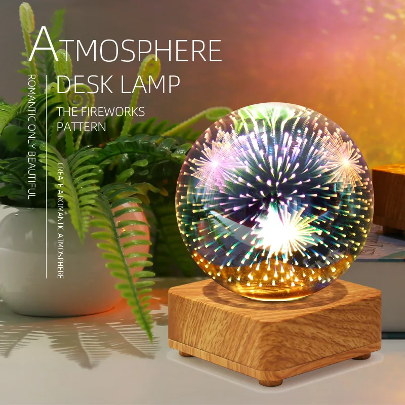 Luz de noche con cielo estrellado, estrella, corazón, ambiente colorido, múltiples USB, lámpara de mesa de escritorio, bola, decoración del