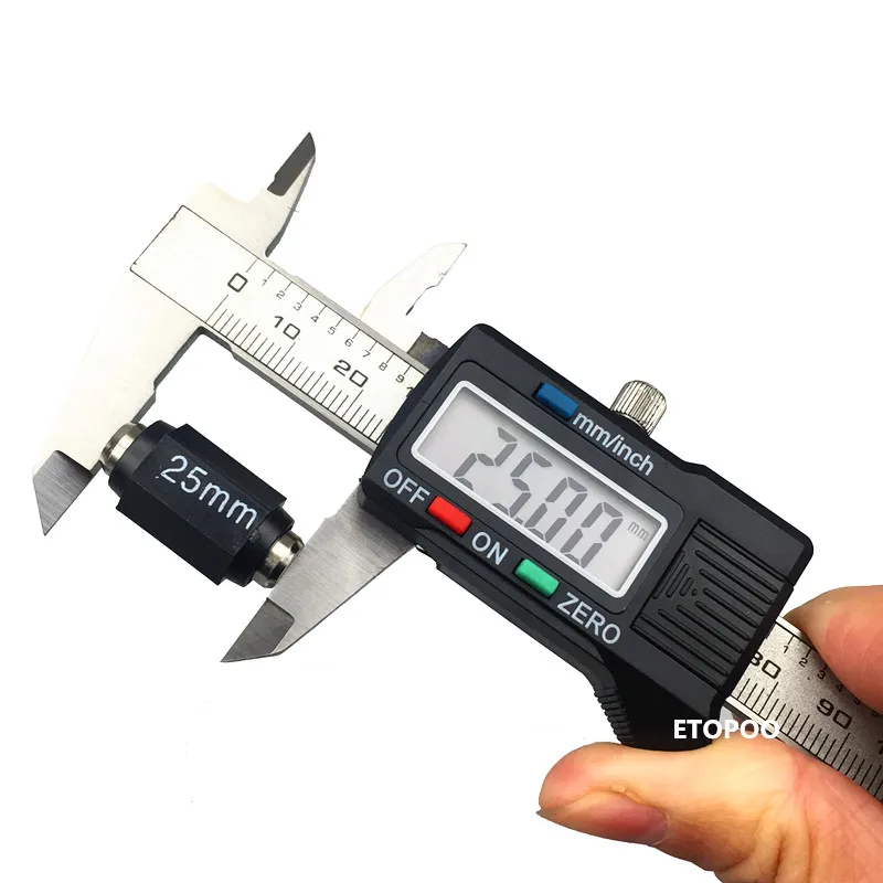 Imagem -03 - Polegada de Digital Caliper Eletrônico Digital Vernier Caliper Aço Inoxidável 25 Peças Lote 0100 mm