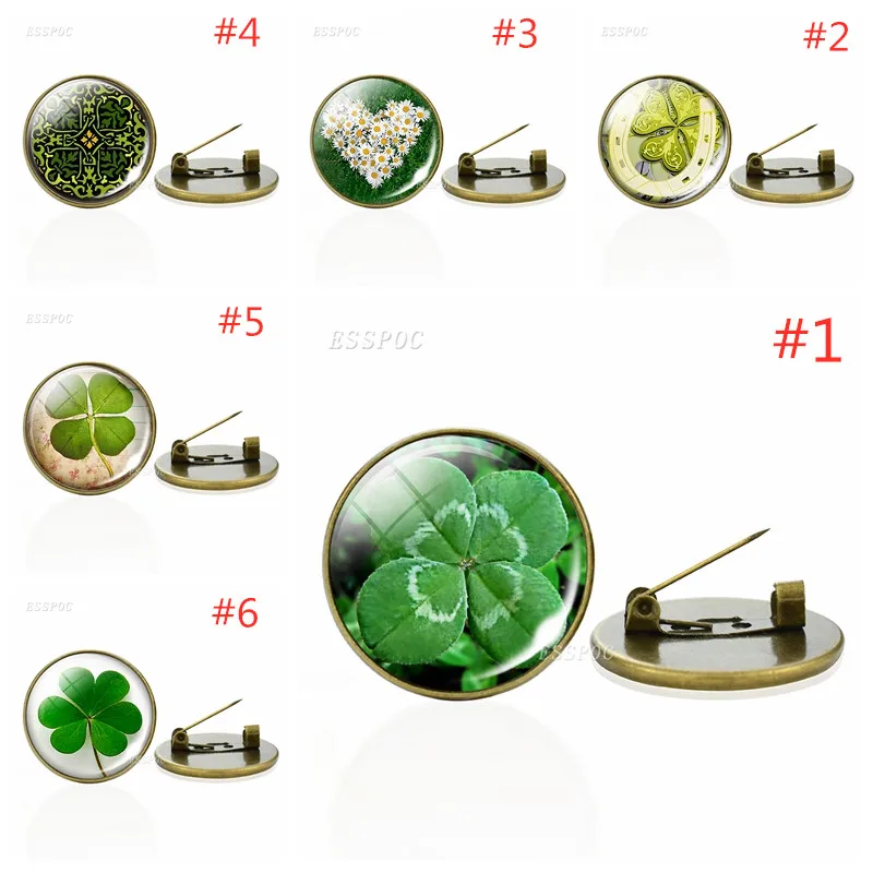 Bronze Brooches Clover Four Leaf Clover Brooch Women Girls Accessories Lucky Badge Pins Jewelry Christmas Gift Graduation Gift